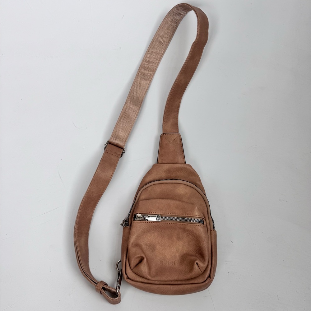 Cluci Small Light Brown Faux Leather Sling Bag
